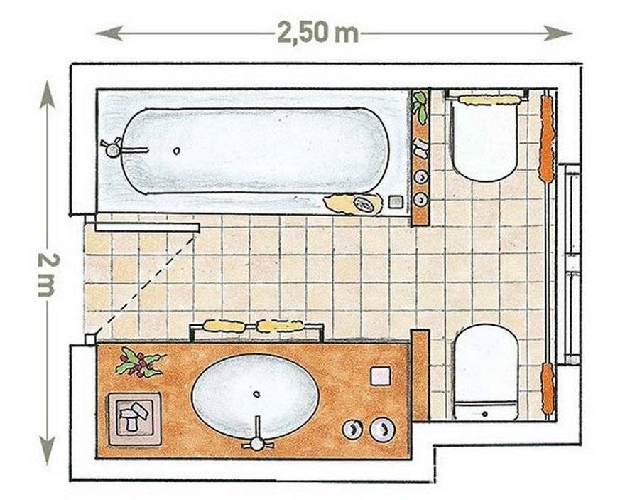 Планировка ванной комнаты совмещенной с туалетом в частном доме + фото