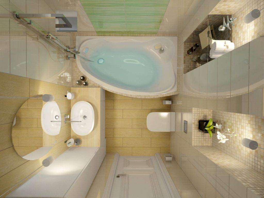 Ванная комната с угловой ванной: планировка и дизайн