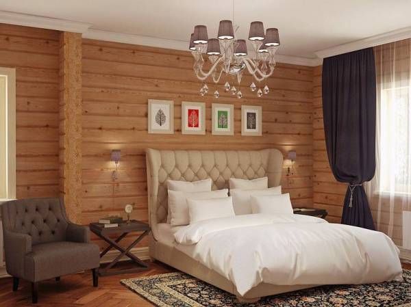 Спальня в деревянном доме - фото дизайна
