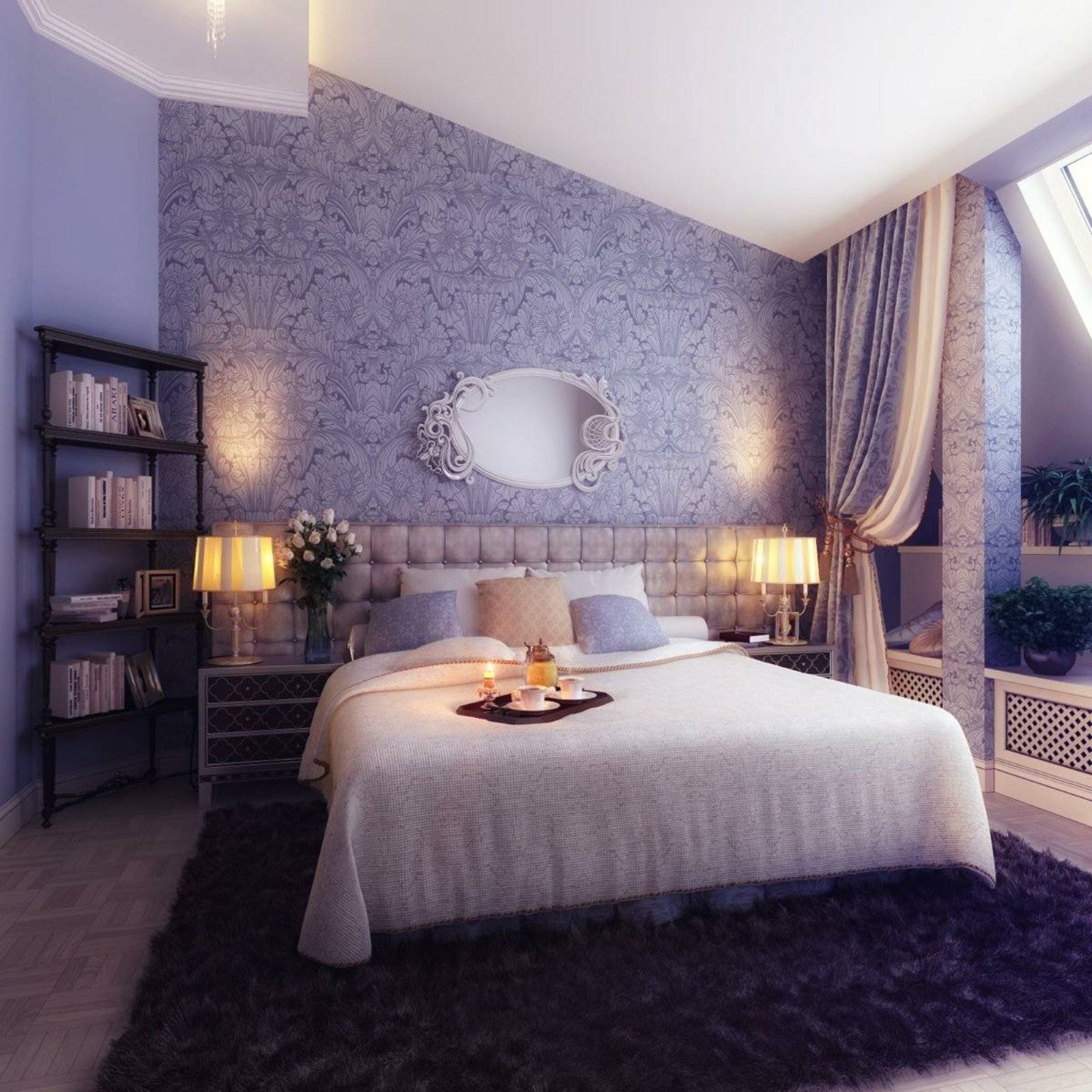 Комбинирование обоев в спальню: 260+(фото) красивых интерьеров