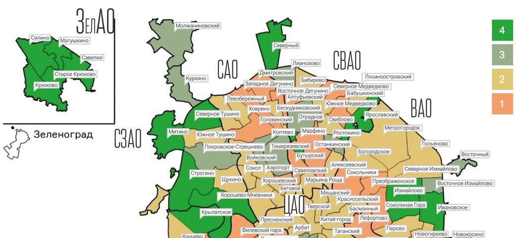 Москва лучшие районы для проживания карта